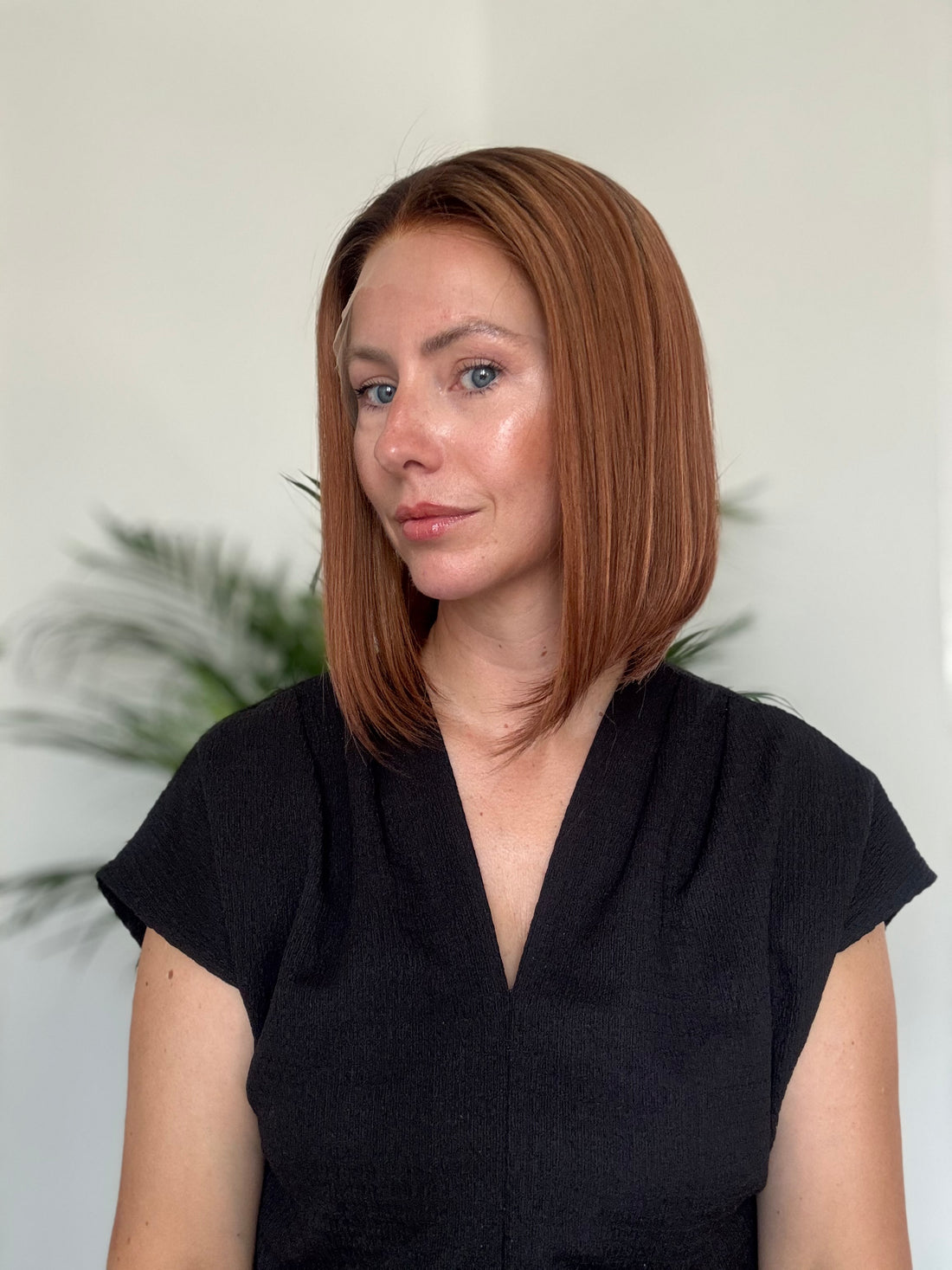 Side view of Kate low density human hair bob wig