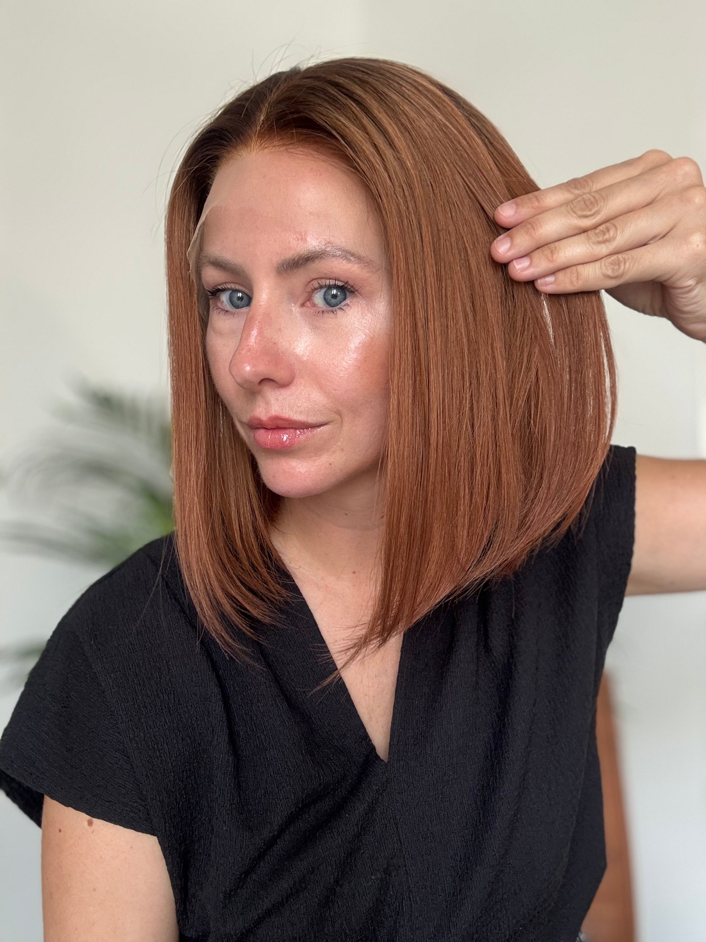 Kate Warm Brown Balayage Bob Front View