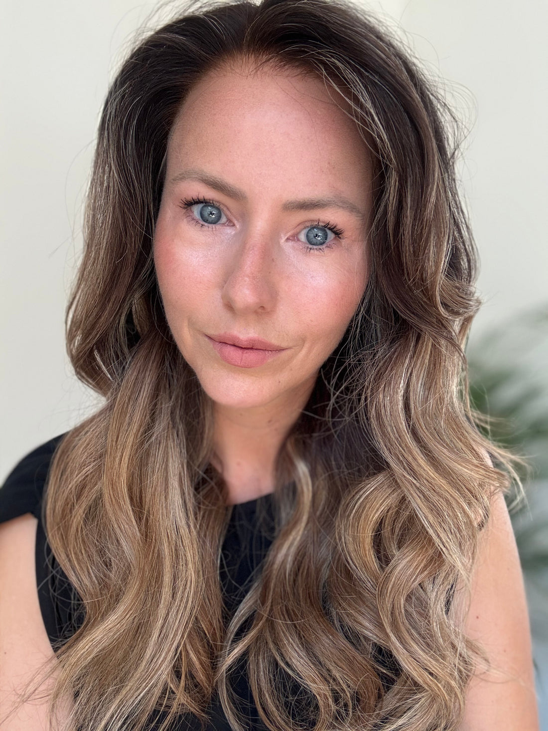 Olivia 22 inch human hair wig with soft curls and layers
