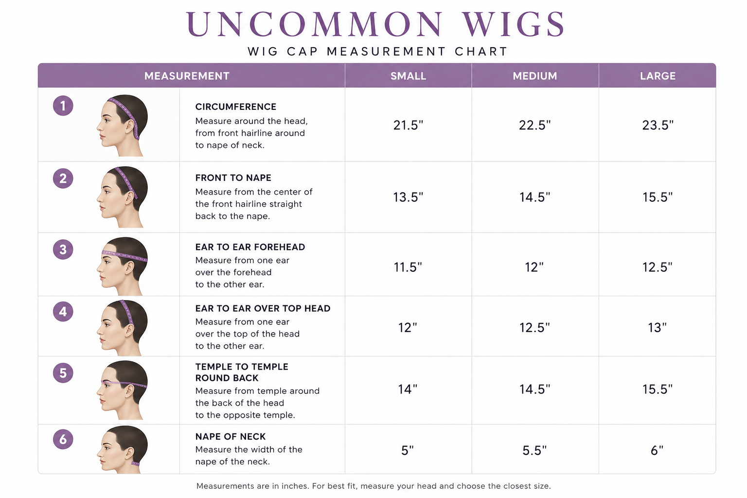 Uncommon Wigs human hair wig colour chart