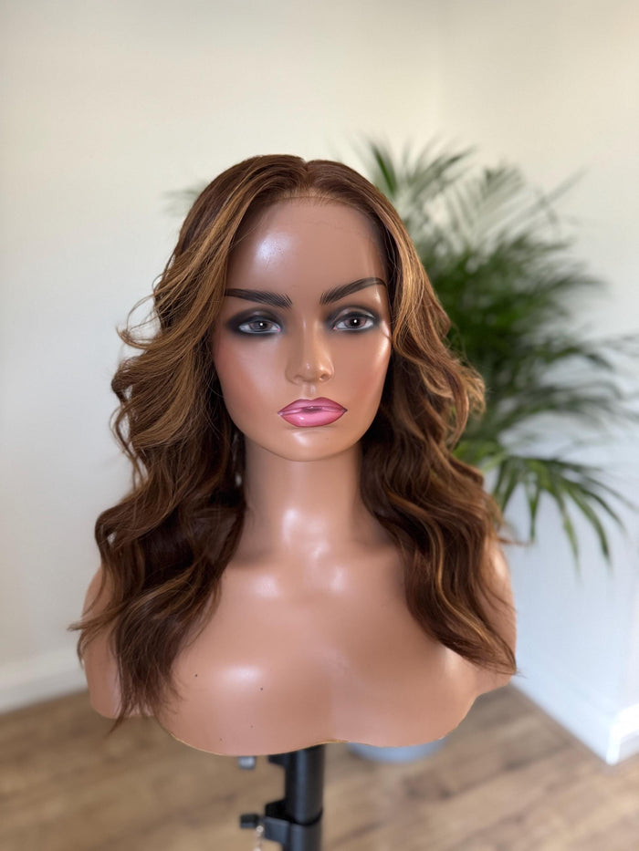 Elodie | 20” Warm Chocolate Brown Balayage HD Lace Human Hair Wig | Size M | Ready to Ship