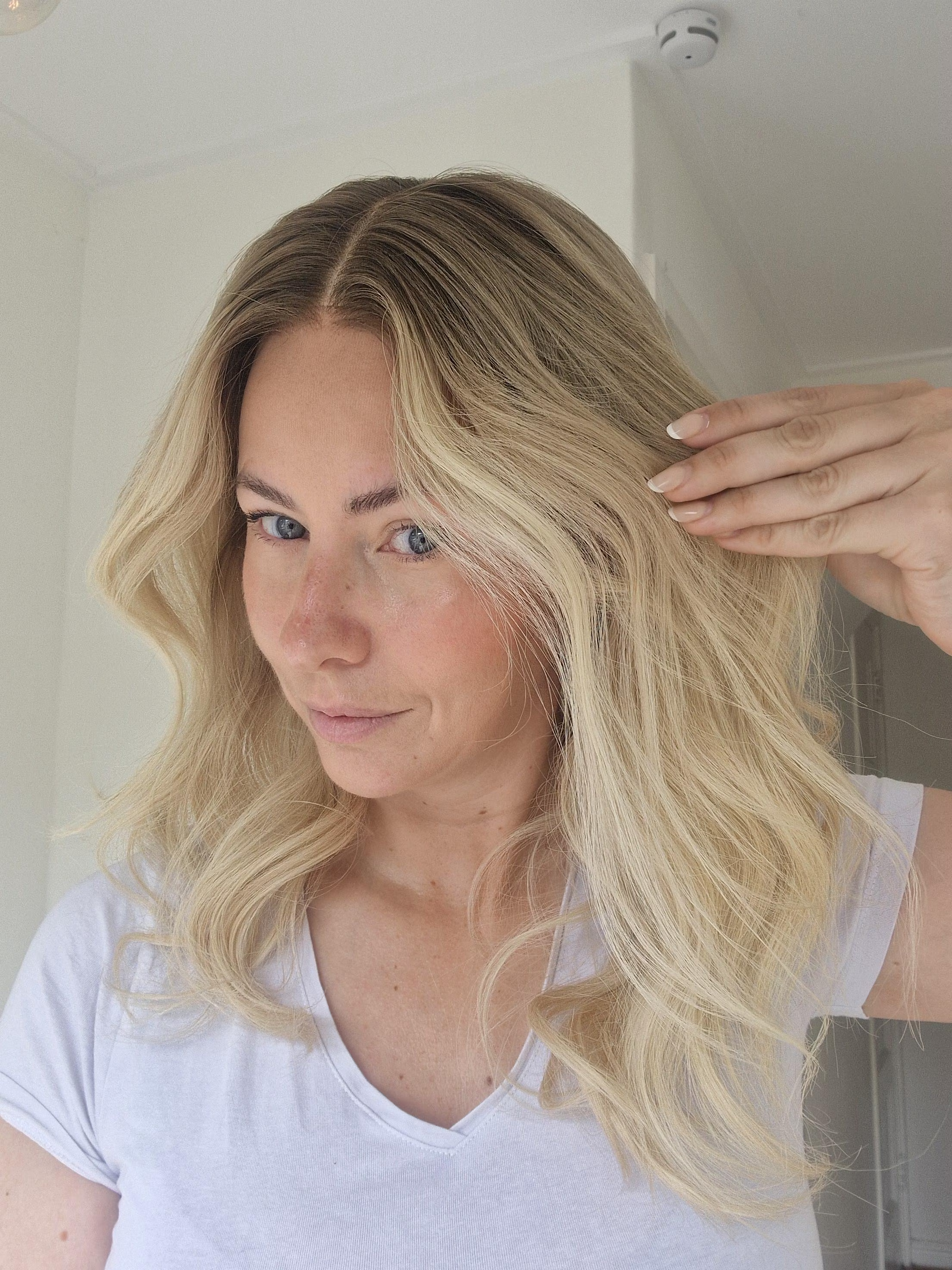 Premium Brazilian virgin human hair wig with golden blonde balayage