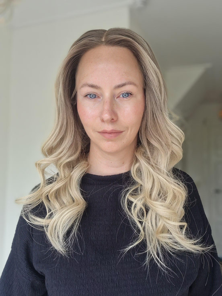 Ash blonde rooted blend HD lace human hair wig by Uncommon Wigs